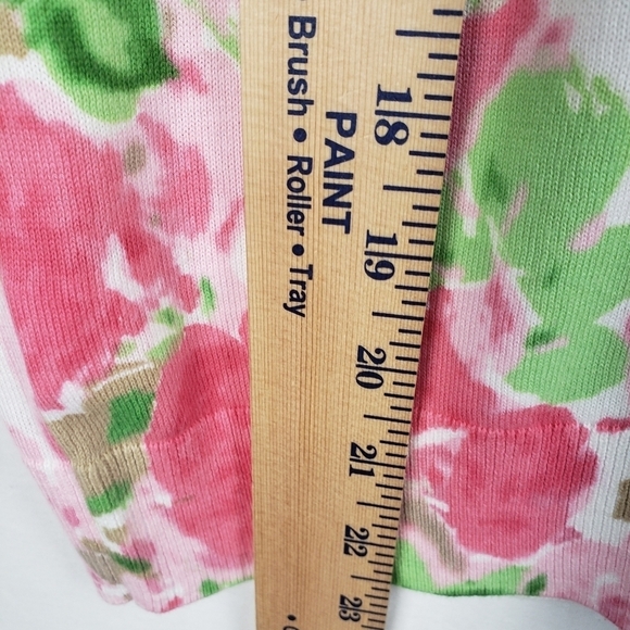 Talbot's Pink Floral 3/4 Length Sleeve  Button Down Sweater Sz Petite - Picture 7 of 9